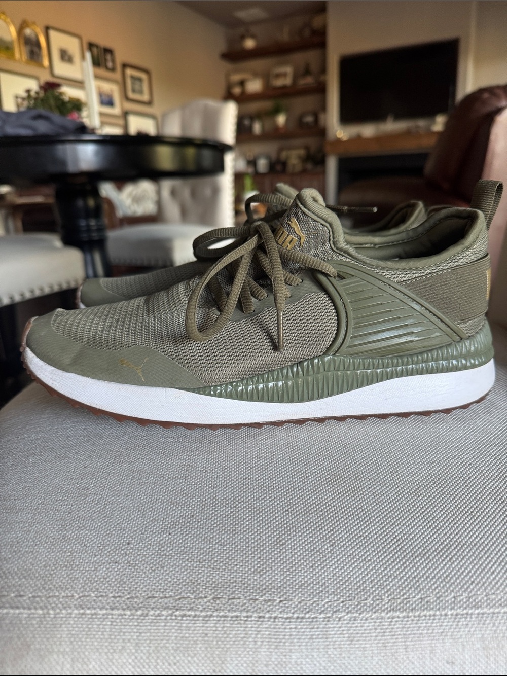 Women’s Olive Green Puma Sneakers - Casual Performance-size 8.5
